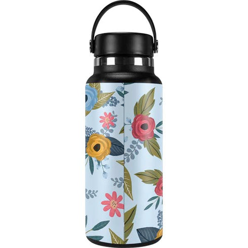 Blue Fall Flowers Hydro Flask 32oz Wide Mouth Skin